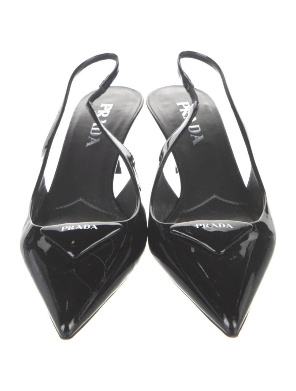 NWB Prada Patent Leather Slingback Pumps Black Womens Size 36